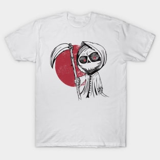 Grim The Reaper Pencil Hand-drawn Art in Red and Black T-Shirt